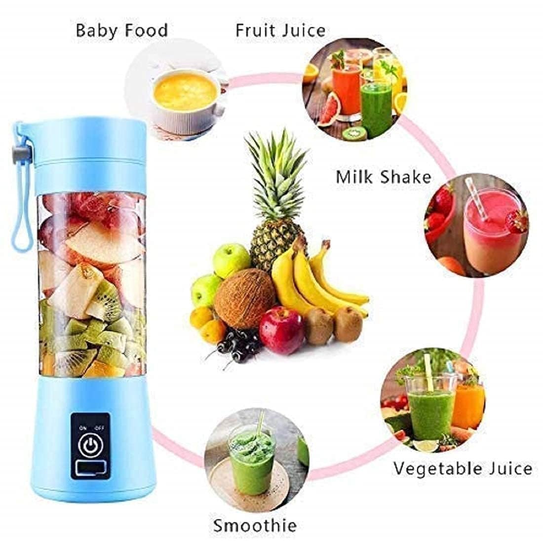 Portable 6-Blade Juicer Blender with Built-In Jar Juice Mixer Bottle