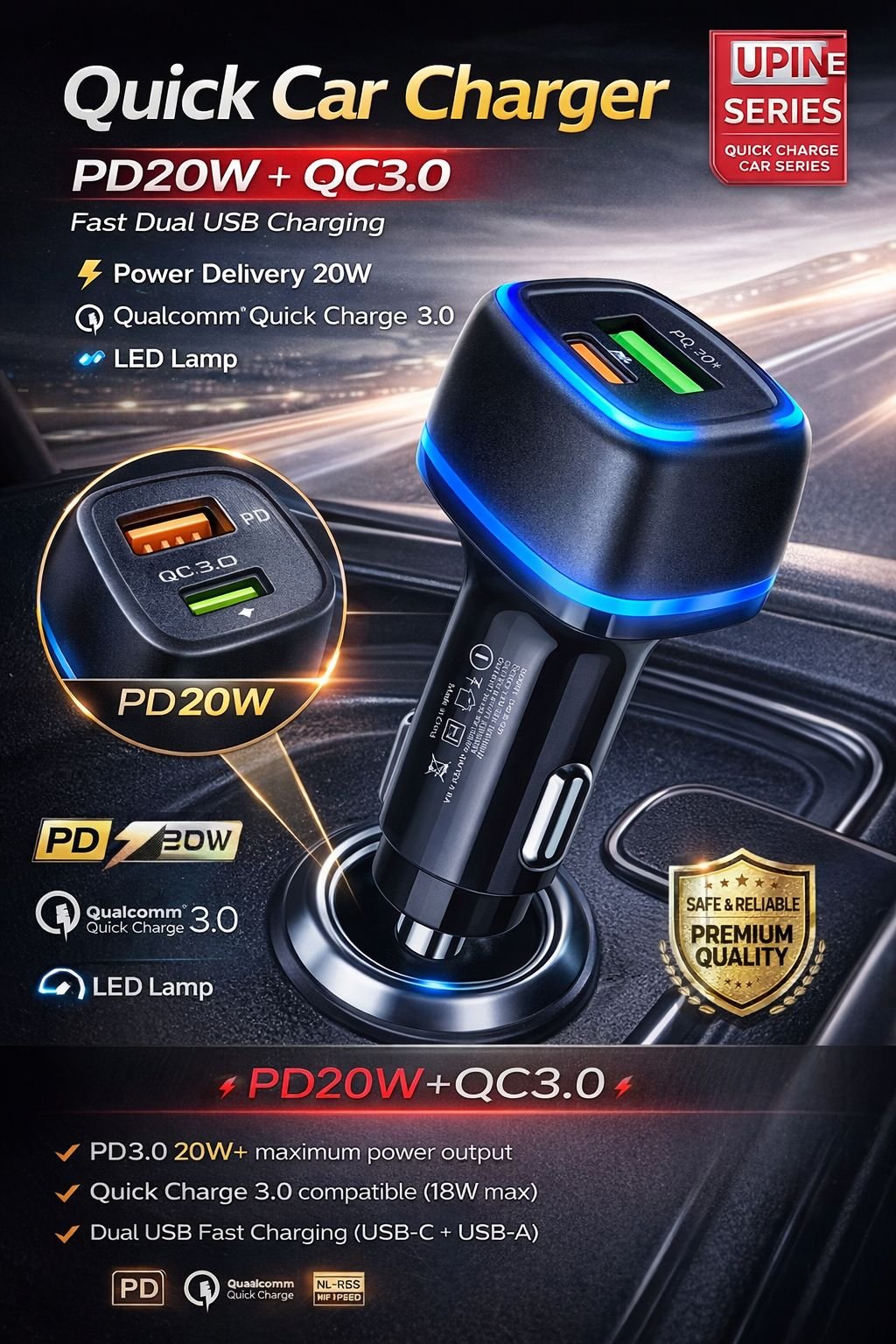20W PD CAR DOCK CHARGER